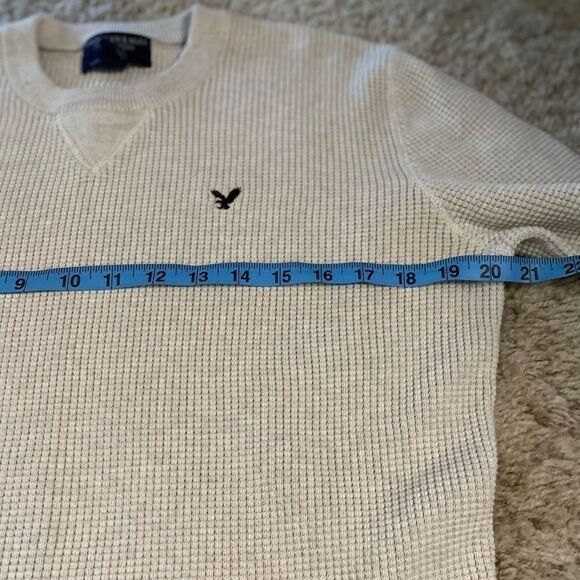 AMERICAN Eagle Outfitters Men’s Cable Knit Long Sleeved White Sweater (L) - Picture 4 of 9